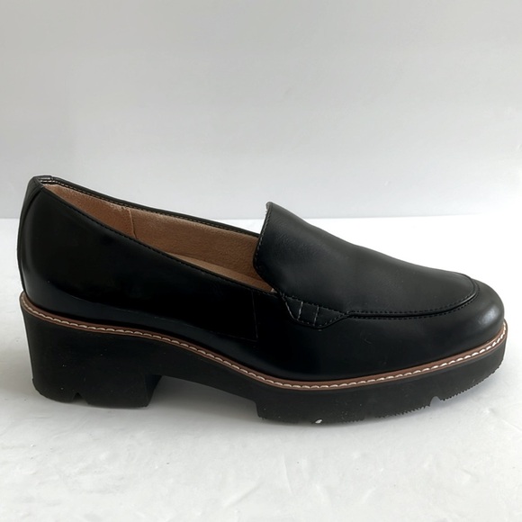 NATURALIZER $130 Dreamer Platform Black Rubber Block Heel Loafer Size 9.5W New - Picture 4 of 8